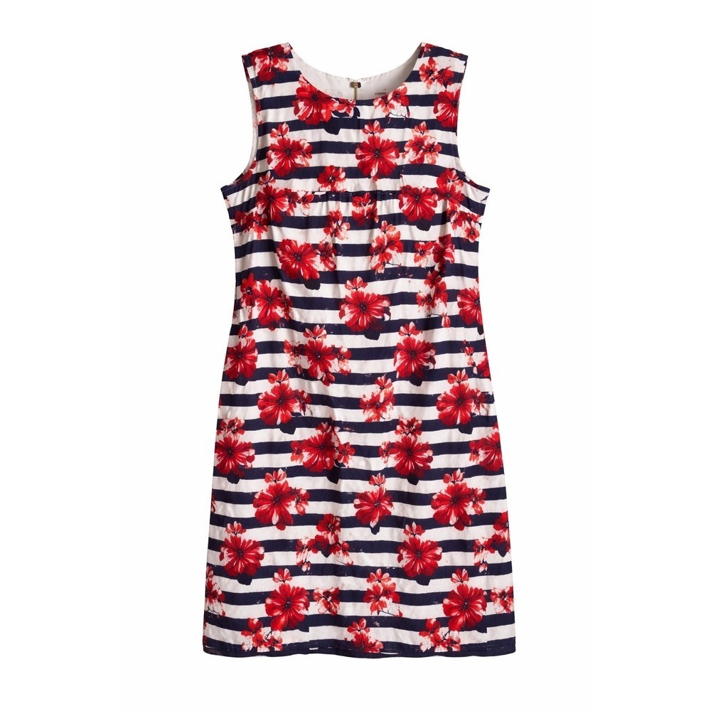 Tabitha Webb Anthropologie Stripe Floral Shift Dress Sz 8 Cotton Stretch